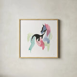 Party Horse III by Chris Paschke. Shown in a natural wood glass frame for a timeless modern aesthetic. Available as an archival giclee rolled canvas, fine art paper, or poster print. SKU 98235a.