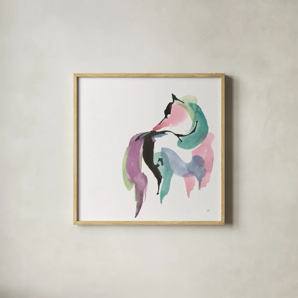 Party Horse IV by Chris Paschke. Shown in a natural wood glass frame for a timeless modern aesthetic. Available as an archival giclee rolled canvas, fine art paper, or poster print. SKU 98236a.