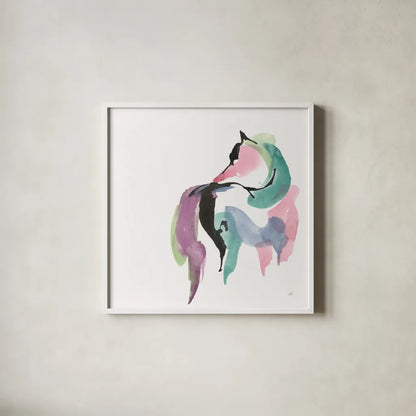 Party Horse IV by Chris Paschke. Shown in a crisp white glass frame for a clean and minimalist style. Available as an archival giclee rolled canvas, fine art paper, or poster print. SKU 98236a.