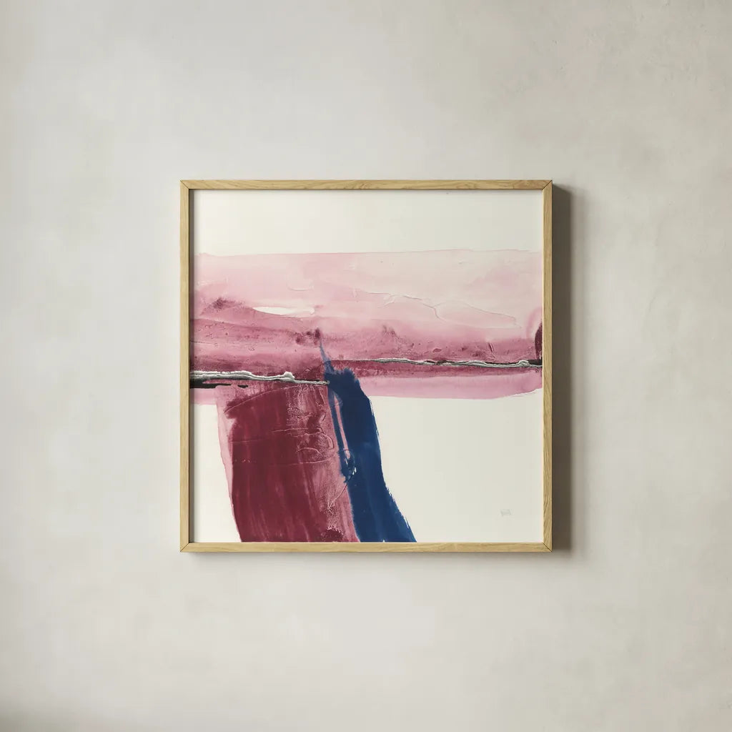 Patch of Indigo II by Chris Paschke. Shown in a natural wood glass frame for a timeless modern aesthetic. Available as an archival giclee rolled canvas, fine art paper, or poster print. SKU 31479a.