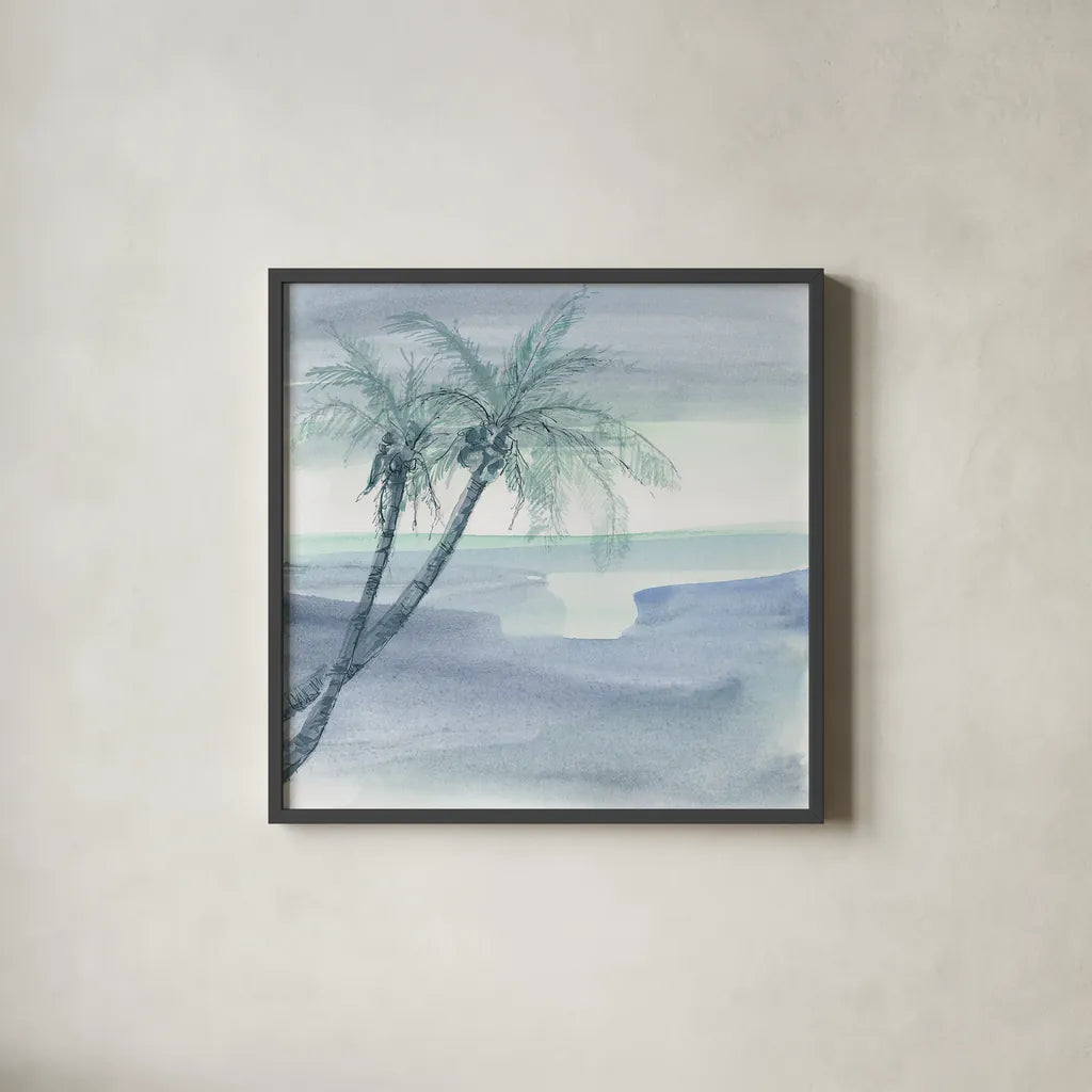 Peaceful Dusk I by Chris Paschke. Shown in a sleek black glass frame for a contemporary gallery look. Available as an archival giclee rolled canvas, fine art paper, or poster print. SKU 23895a.