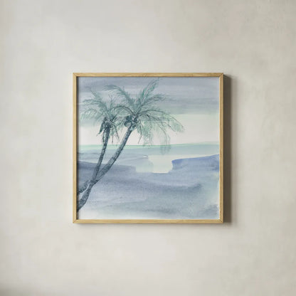 Peaceful Dusk I by Chris Paschke. Shown in a natural wood glass frame for a timeless modern aesthetic. Available as an archival giclee rolled canvas, fine art paper, or poster print. SKU 23895a.