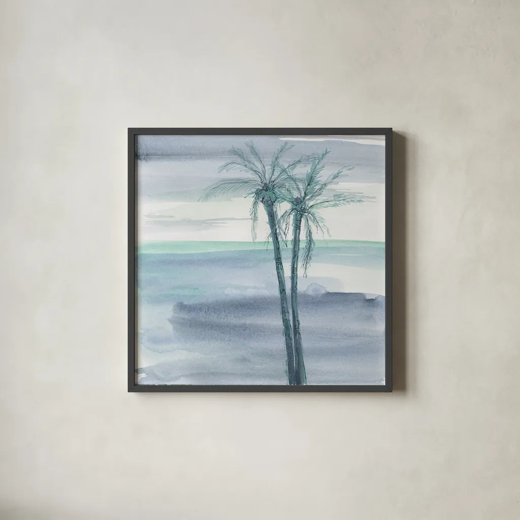 Peaceful Dusk II by Chris Paschke. Shown in a sleek black glass frame for a contemporary gallery look. Available as an archival giclee rolled canvas, fine art paper, or poster print. SKU 23896a.