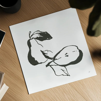 Pears BW by Chris Paschke. Shown as a detailed flat fine art print, highlighting archival giclee quality. Available as an archival giclee rolled canvas, fine art paper, or poster print. SKU 64220a.