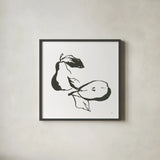 Pears BW by Chris Paschke. Shown in a sleek black glass frame for a contemporary gallery look. Available as an archival giclee rolled canvas, fine art paper, or poster print. SKU 64220a.