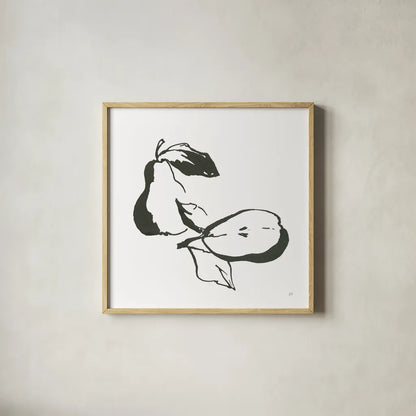 Pears BW by Chris Paschke. Shown in a natural wood glass frame for a timeless modern aesthetic. Available as an archival giclee rolled canvas, fine art paper, or poster print. SKU 64220a.
