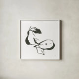 Pears BW by Chris Paschke. Shown in a crisp white glass frame for a clean and minimalist style. Available as an archival giclee rolled canvas, fine art paper, or poster print. SKU 64220a.