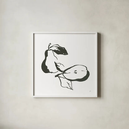 Pears BW by Chris Paschke. Shown in a crisp white glass frame for a clean and minimalist style. Available as an archival giclee rolled canvas, fine art paper, or poster print. SKU 64220a.