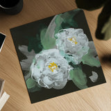 Peonies on Black I by Chris Paschke. Shown as a detailed flat fine art print, highlighting archival giclee quality. Available as an archival giclee rolled canvas, fine art paper, or poster print. SKU 80807a.