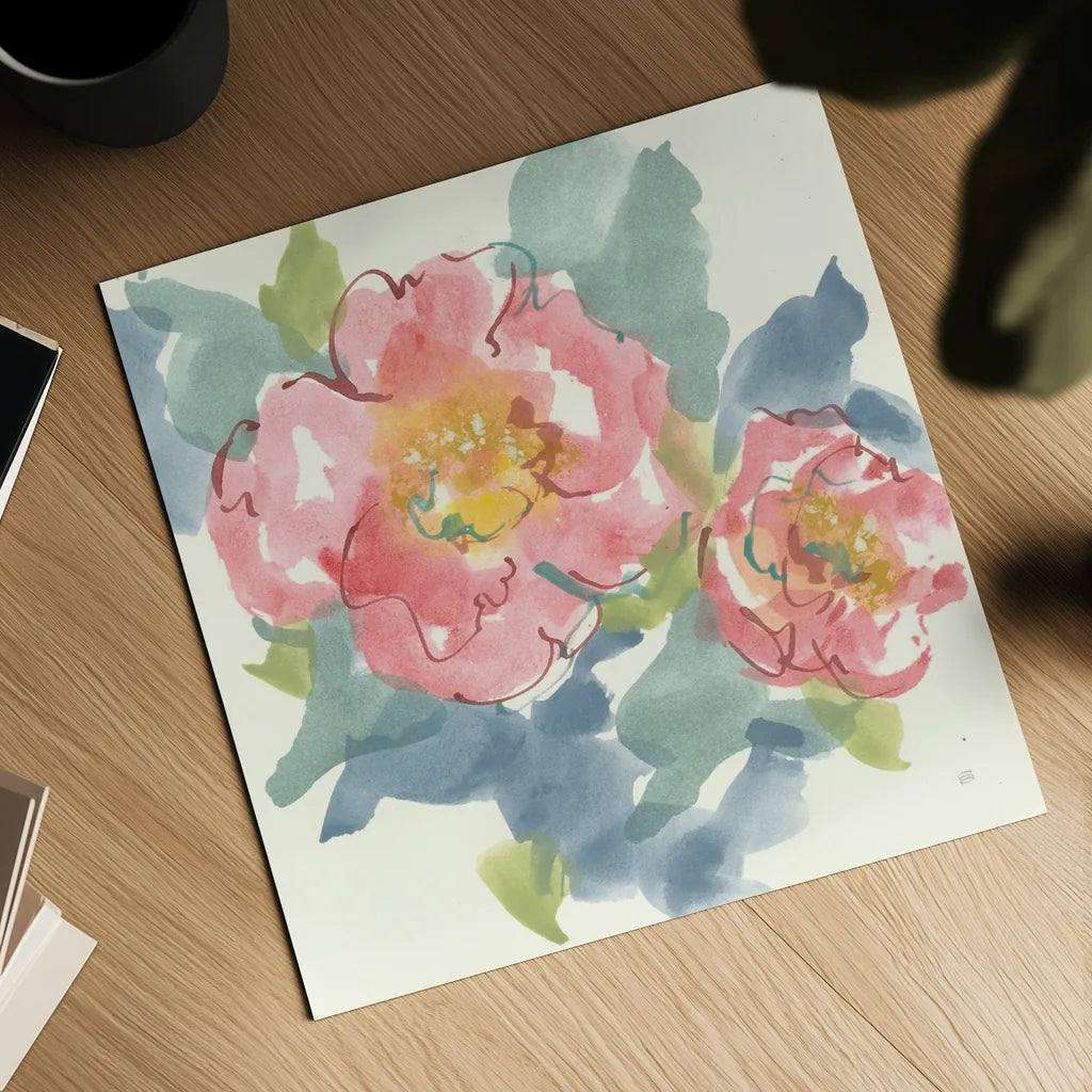Peony in the Pink I by Chris Paschke. Shown as a detailed flat fine art print, highlighting archival giclee quality. Available as an archival giclee rolled canvas, fine art paper, or poster print. SKU 48038a.