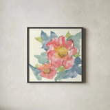 Peony in the Pink II by Chris Paschke. Shown in a sleek black glass frame for a contemporary gallery look. Available as an archival giclee rolled canvas, fine art paper, or poster print. SKU 48039a.