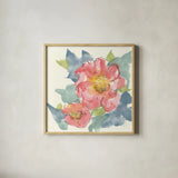 Peony in the Pink II by Chris Paschke. Shown in a natural wood glass frame for a timeless modern aesthetic. Available as an archival giclee rolled canvas, fine art paper, or poster print. SKU 48039a.