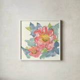 Peony in the Pink II by Chris Paschke. Shown in a crisp white glass frame for a clean and minimalist style. Available as an archival giclee rolled canvas, fine art paper, or poster print. SKU 48039a.