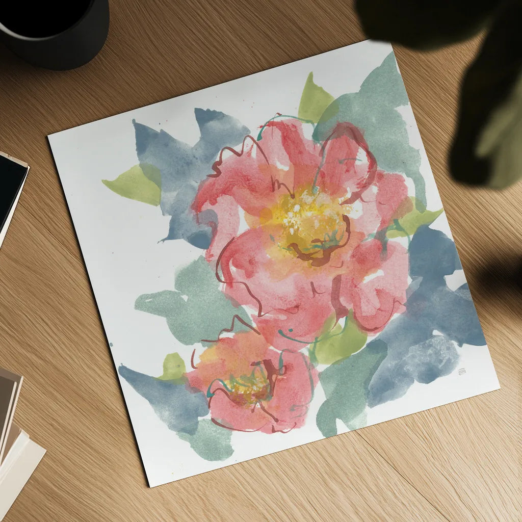 Peony in the Pink II on White by Chris Paschke. Shown as a detailed flat fine art print, highlighting archival giclee quality. Available as an archival giclee rolled canvas, fine art paper, or poster print. SKU 49547a.