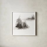Pinescape III by Chris Paschke. Shown in a crisp white glass frame for a clean and minimalist style. Available as an archival giclee rolled canvas, fine art paper, or poster print. SKU 84637a.
