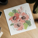 Pink Coral Poppies I by Chris Paschke. Shown as a detailed flat fine art print, highlighting archival giclee quality. Available as an archival giclee rolled canvas, fine art paper, or poster print. SKU 91450a.