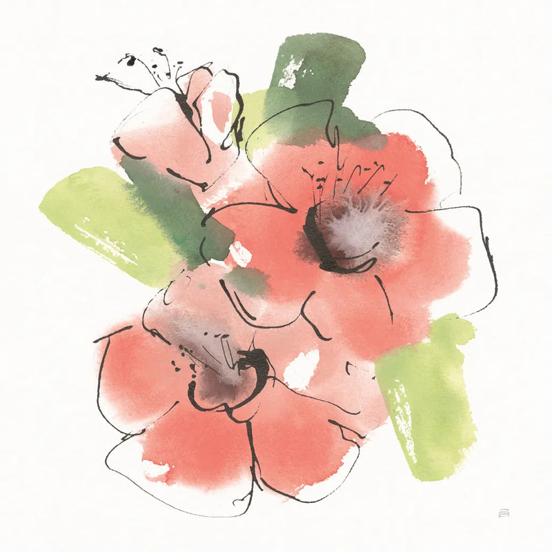Pink Coral Poppies II by Chris Paschke. SKU 91451a. Archival Giclee Fine art print for wall decor.