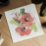 Pink Coral Poppies II by Chris Paschke. Shown as a detailed flat fine art print, highlighting archival giclee quality. Available as an archival giclee rolled canvas, fine art paper, or poster print. SKU 91451a.