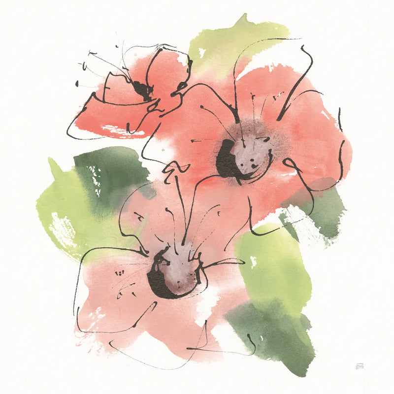 Pink Coral Poppies III by Chris Paschke. SKU 91452a. Archival Giclee Fine art print for wall decor.