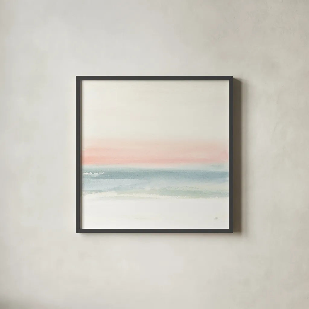 Pink Fog I by Chris Paschke. Shown in a sleek black glass frame for a contemporary gallery look. Available as an archival giclee rolled canvas, fine art paper, or poster print. SKU 67666a.