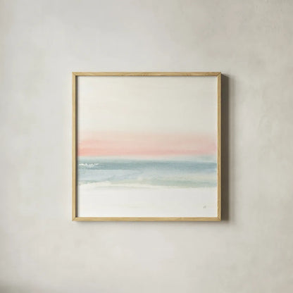 Pink Fog I by Chris Paschke. Shown in a natural wood glass frame for a timeless modern aesthetic. Available as an archival giclee rolled canvas, fine art paper, or poster print. SKU 67666a.