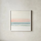 Pink Fog I by Chris Paschke. Shown in a crisp white glass frame for a clean and minimalist style. Available as an archival giclee rolled canvas, fine art paper, or poster print. SKU 67666a.