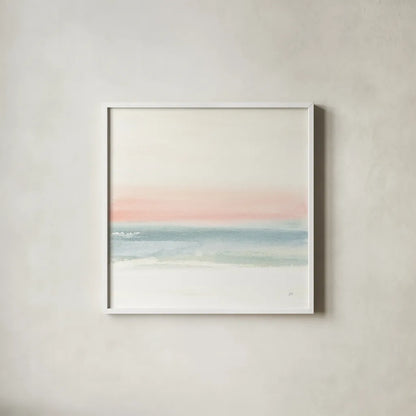 Pink Fog I by Chris Paschke. Shown in a crisp white glass frame for a clean and minimalist style. Available as an archival giclee rolled canvas, fine art paper, or poster print. SKU 67666a.