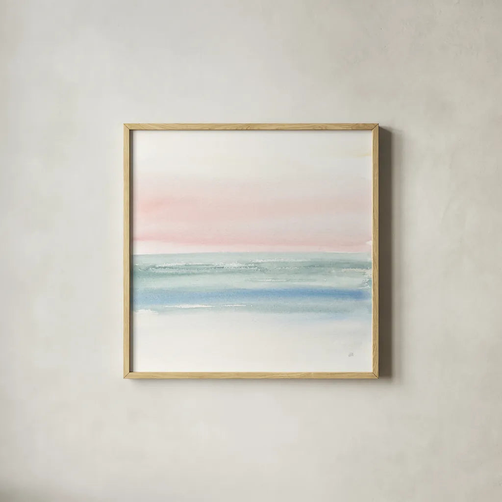 Pink Fog II by Chris Paschke. Shown in a natural wood glass frame for a timeless modern aesthetic. Available as an archival giclee rolled canvas, fine art paper, or poster print. SKU 67667a.