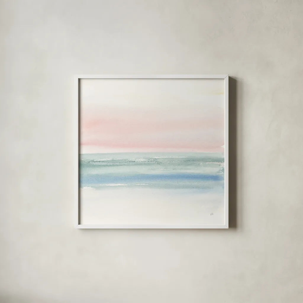 Pink Fog II by Chris Paschke. Shown in a crisp white glass frame for a clean and minimalist style. Available as an archival giclee rolled canvas, fine art paper, or poster print. SKU 67667a.