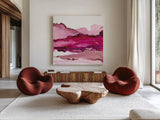 Pinkscape I by Chris Paschke. Shown as extra-large giant wall art in a modern living room. Available as an archival giclee rolled canvas, fine art paper, or poster print. SKU 66756a.