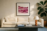 Pinkscape II by Chris Paschke. Displayed in a glass frame with matte in a clean modern living room. Available as an archival giclee rolled canvas, fine art paper, or poster print. SKU 66757a.