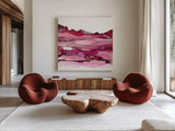 Pinkscape II by Chris Paschke. Shown as extra-large giant wall art in a modern living room. Available as an archival giclee rolled canvas, fine art paper, or poster print. SKU 66757a.