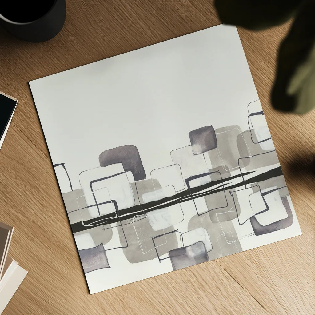 Placid Boxes I by Chris Paschke. Shown as a detailed flat fine art print, highlighting archival giclee quality. Available as an archival giclee rolled canvas, fine art paper, or poster print. SKU 32523a.