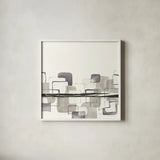 Placid Boxes I by Chris Paschke. Shown in a crisp white glass frame for a clean and minimalist style. Available as an archival giclee rolled canvas, fine art paper, or poster print. SKU 32523a.