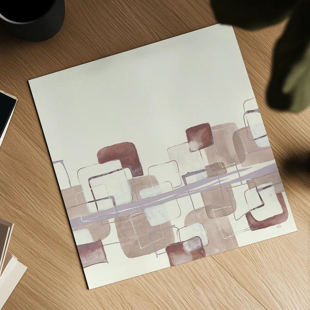 Placid Boxes I Blush by Chris Paschke. Shown as a detailed flat fine art print, highlighting archival giclee quality. Available as an archival giclee rolled canvas, fine art paper, or poster print. SKU 42727a.