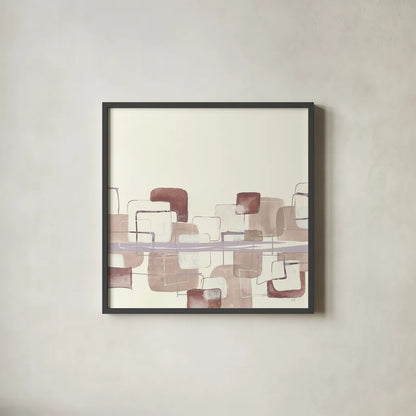 Placid Boxes I Blush by Chris Paschke. Shown in a sleek black glass frame for a contemporary gallery look. Available as an archival giclee rolled canvas, fine art paper, or poster print. SKU 42727a.