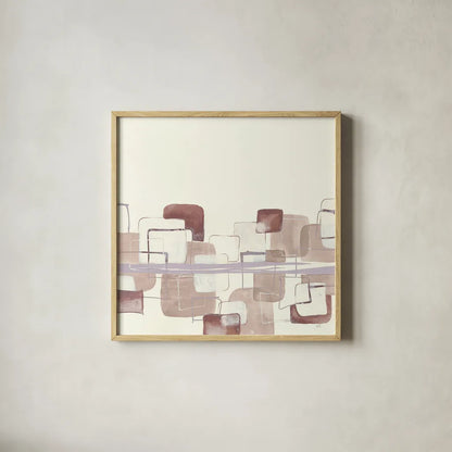 Placid Boxes I Blush by Chris Paschke. Shown in a natural wood glass frame for a timeless modern aesthetic. Available as an archival giclee rolled canvas, fine art paper, or poster print. SKU 42727a.