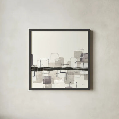 Placid Boxes II by Chris Paschke. Shown in a sleek black glass frame for a contemporary gallery look. Available as an archival giclee rolled canvas, fine art paper, or poster print. SKU 32524a.