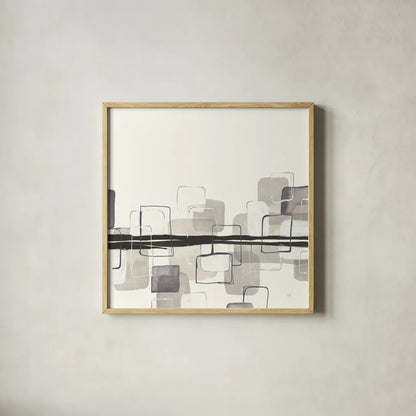 Placid Boxes II by Chris Paschke. Shown in a natural wood glass frame for a timeless modern aesthetic. Available as an archival giclee rolled canvas, fine art paper, or poster print. SKU 32524a.