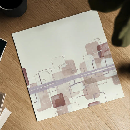 Placid Boxes II Blush by Chris Paschke. Shown as a detailed flat fine art print, highlighting archival giclee quality. Available as an archival giclee rolled canvas, fine art paper, or poster print. SKU 42728a.