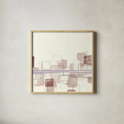 Placid Boxes II Blush by Chris Paschke. Shown in a natural wood glass frame for a timeless modern aesthetic. Available as an archival giclee rolled canvas, fine art paper, or poster print. SKU 42728a.