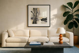 Placid I by Chris Paschke. Displayed in a glass frame with matte in a clean modern living room. Available as an archival giclee rolled canvas, fine art paper, or poster print. SKU 32525a.