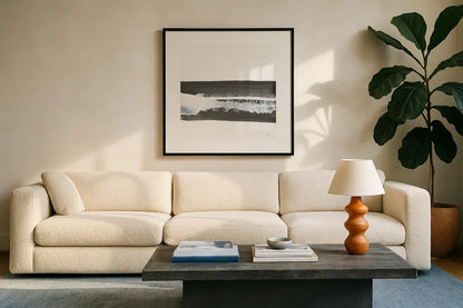 Plain and Simple I by Chris Paschke. Displayed in a glass frame with matte in a clean modern living room. Available as an archival giclee rolled canvas, fine art paper, or poster print. SKU 78531a.