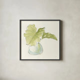 Plant Big Leaf I by Chris Paschke. Shown in a sleek black glass frame for a contemporary gallery look. Available as an archival giclee rolled canvas, fine art paper, or poster print. SKU 55026a.