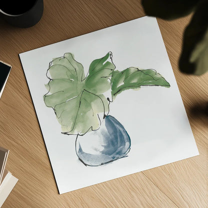 Plant Big Leaf I Dark Green by Chris Paschke. Shown as a detailed flat fine art print, highlighting archival giclee quality. Available as an archival giclee rolled canvas, fine art paper, or poster print. SKU 56346a.