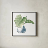 Plant Big Leaf I Dark Green by Chris Paschke. Shown in a sleek black glass frame for a contemporary gallery look. Available as an archival giclee rolled canvas, fine art paper, or poster print. SKU 56346a.