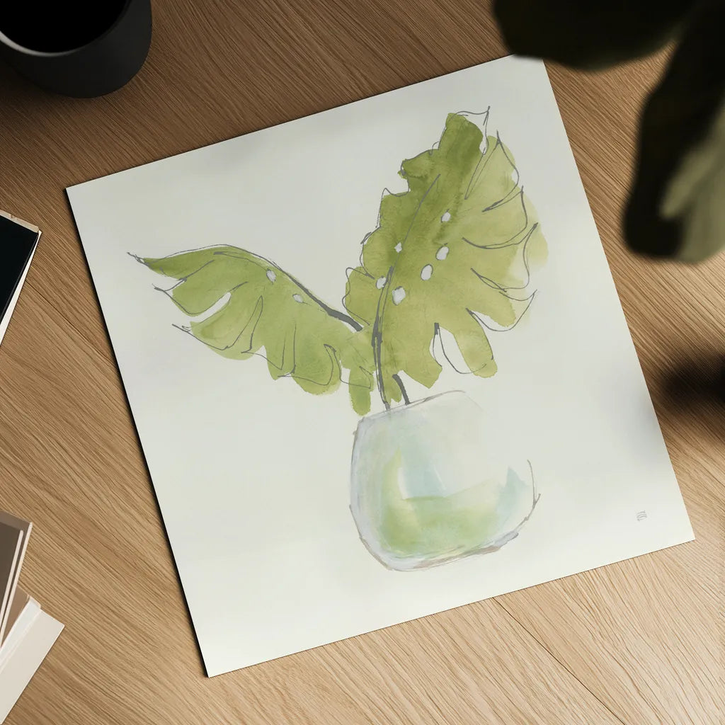 Plant Big Leaf II by Chris Paschke. Shown as a detailed flat fine art print, highlighting archival giclee quality. Available as an archival giclee rolled canvas, fine art paper, or poster print. SKU 55027a.