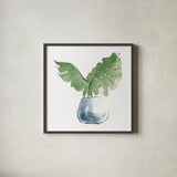 Plant Big Leaf II Dark Green by Chris Paschke. Shown in a sleek black glass frame for a contemporary gallery look. Available as an archival giclee rolled canvas, fine art paper, or poster print. SKU 56347a.