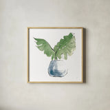 Plant Big Leaf II Dark Green by Chris Paschke. Shown in a natural wood glass frame for a timeless modern aesthetic. Available as an archival giclee rolled canvas, fine art paper, or poster print. SKU 56347a.