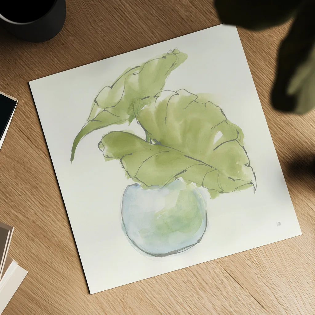 Plant Big Leaf III by Chris Paschke. Shown as a detailed flat fine art print, highlighting archival giclee quality. Available as an archival giclee rolled canvas, fine art paper, or poster print. SKU 55028a.